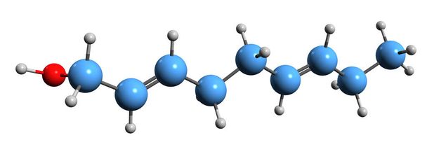  Imagen 3D de la fórmula esquelética de Nonadienol - estructura química molecular de fitoquímica aislada sobre fondo blanco - Foto, imagen
