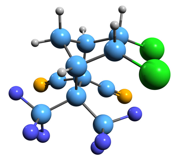  Image 3D de la formule squelettique de Norbornan - structure chimique moléculaire de Cloflubicyne isolée sur fond blanc - Photo, image