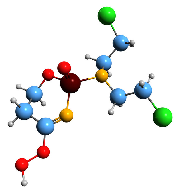  Immagine 3D della formula scheletrica di Perfosfamide - struttura chimica molecolare di 4-idroperossiclofosfamide isolata su fondo bianco - Foto, immagini