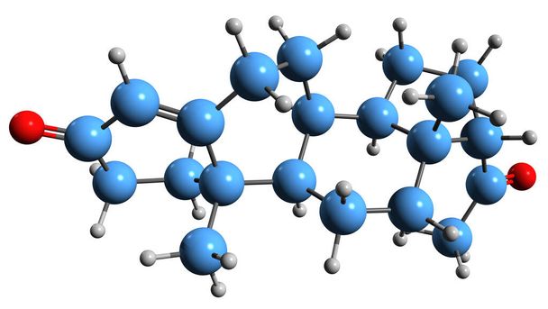  Obraz 3D wzoru szkieletowego Progesterone - molekularna struktura chemiczna endogennego sterydu izolowanego na białym tle - Zdjęcie, obraz