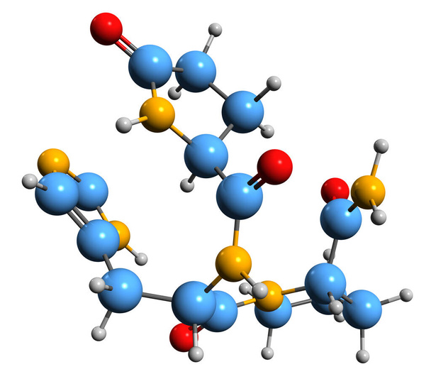  3D kuva kilpirauhasen stimuloiva hormoni luuston kaava - molekyylitason kemiallinen rakenne tyreotropiini eristetty valkoisella taustalla - Valokuva, kuva