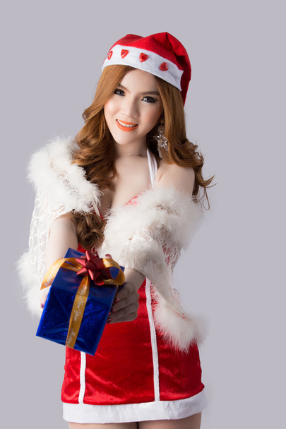 Krásný model Asie žena v šatech Santa Claus - Fotografie, Obrázek