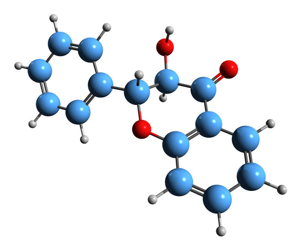  3D-Abbildung der Flavonol-Skelettformel - molekulare chemische Struktur der Phytochemie isoliert auf weißem Hintergrund - Foto, Bild