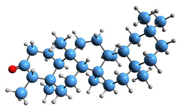  Imagen 3D de la fórmula esquelética de Friedelin - estructura química molecular del triterpenoide pentacíclico aislado sobre fondo blanco - Foto, Imagen