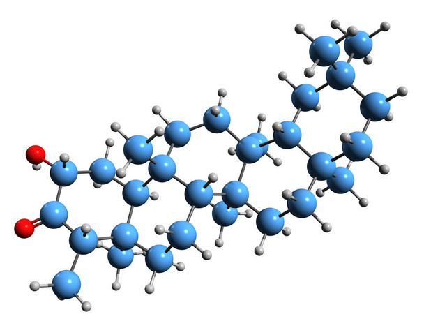  3D-beeld van Cerin skeletformule - moleculaire chemische structuur van Friedelane triterpenoïde geïsoleerd op witte achtergrond - Foto, afbeelding