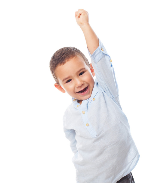 Malý chlapec s vítězem gesto - Fotografie, Obrázek