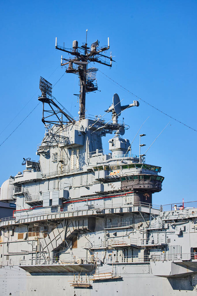 Image of Intrepid Aircraft Carrier military Museum top details in New York City - Фото, зображення