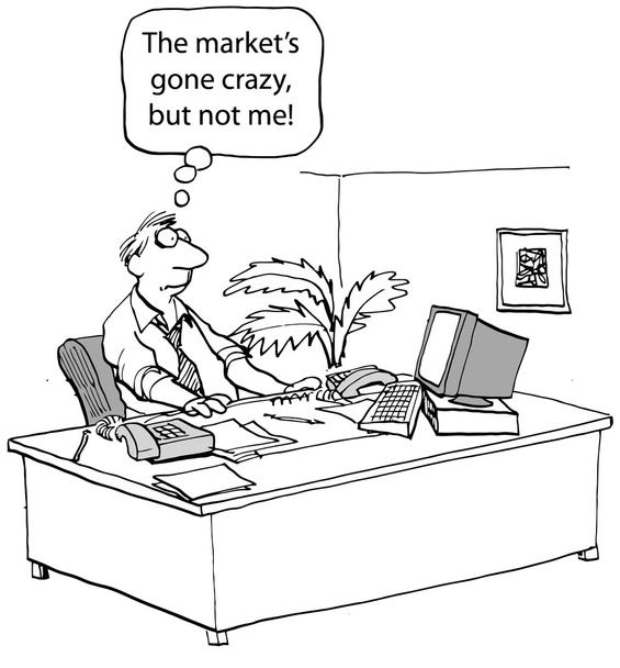 Рынок сошел с ума, но не человек
 - Вектор,изображение