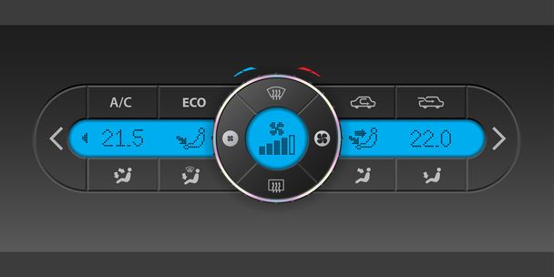 Digital air condition dashboard design with blue lcd - Vector, Image