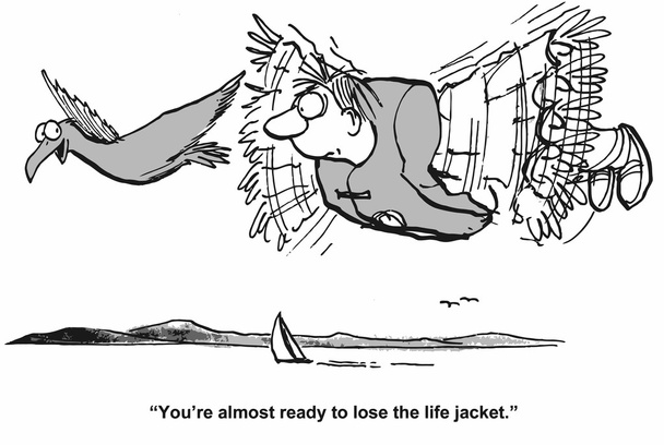 Man will try flying without a life jacket - Vector, Image