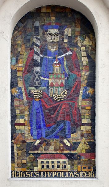 Heiliger Leopold, Mosaik an Hausfassade in Wien - Foto, Bild