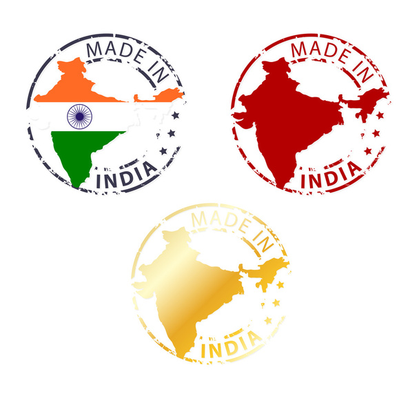 Марка Made in India - штемпель с картой страны
 - Вектор,изображение