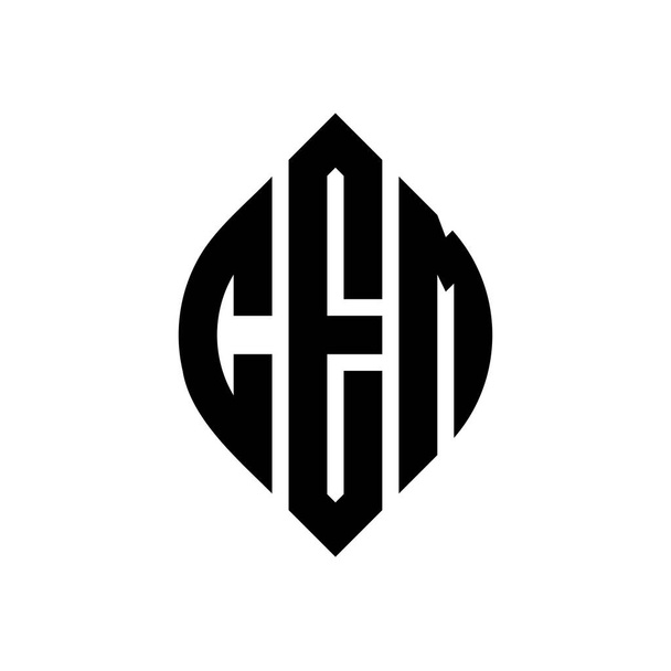 Σχεδιασμός λογότυπου γράμματος CEM με κύκλο και σχήμα έλλειψης. CEM γράμματα έλλειψης με τυπογραφικό στυλ. Τα τρία αρχικά σχηματίζουν ένα κυκλικό λογότυπο. CEM Circle Emblem Αφηρημένο μονόγραμμα Γράμμα Mark Vector. - Διάνυσμα, εικόνα