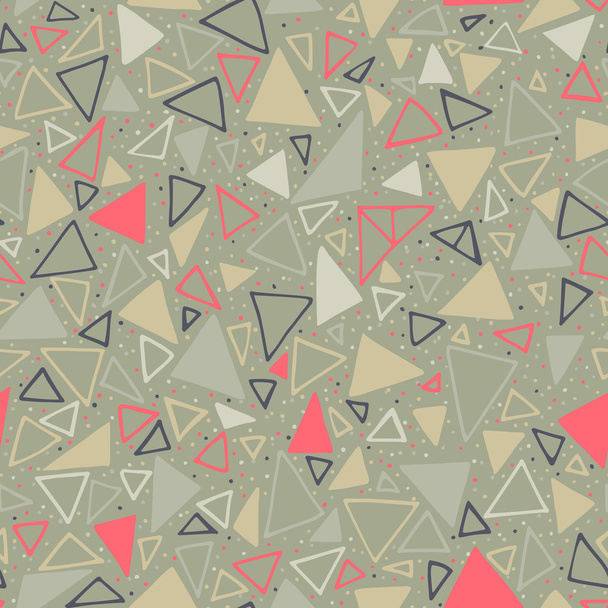 Geometric pattern. Seamless background with triangles and polka dots. - Vector, imagen