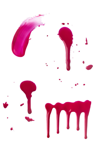 Red paint leaking on white background - Foto, imagen