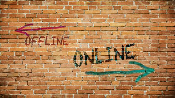 Street Sign the Direction Way to Online versus Offline - Photo, Image