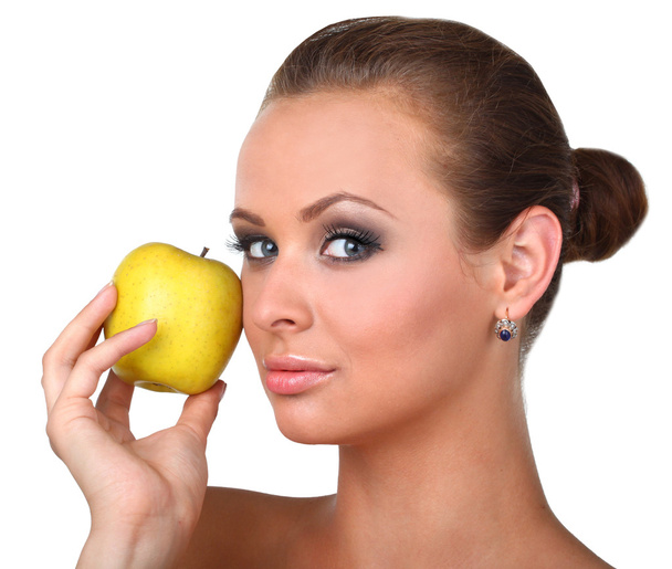 Young happy smiling woman with apple - Foto, immagini