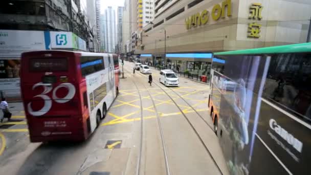 Hong Kong tramwaj piętrowy - Materiał filmowy, wideo