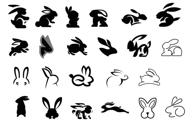 Tavşan veya Tavşan simgesi koleksiyonu - Vektör, Görsel