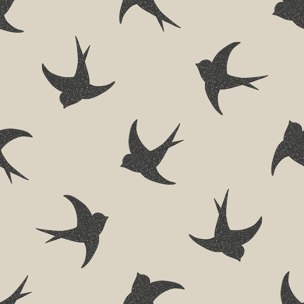 Silhouette style flying swallows seamless pattern - Wektor, obraz