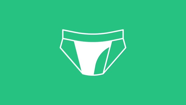 Ikona bílých pánských spodků izolovaná na zeleném pozadí. Mužské spodní prádlo. Grafická animace pohybu videa 4K. - Záběry, video