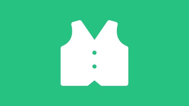 White Waistcoat icon isolated on green background. Classic vest. Formal wear for men. 4K Video motion graphic animation. - Footage, Video