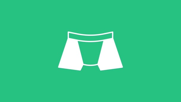 White Men underpants icon isolated on green background. Man underwear. 4K Video motion graphic animation. - Footage, Video