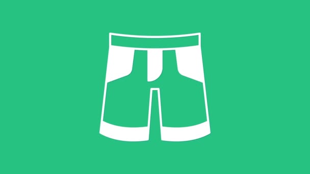Белый Short или штаны значок изолирован на зеленом фоне. Видеографическая анимация 4K. - Кадры, видео