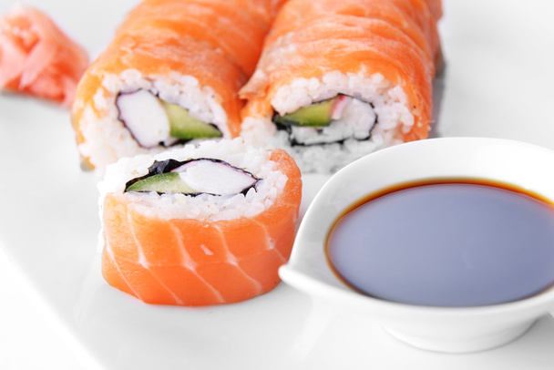 Sushi rolls with salmon - Foto, imagen