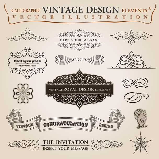 Calligraphic elements vintage Congratulation ribbon - Wektor, obraz