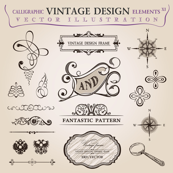 Elementos caligráficos decoração vintage. Ornamento de quadro vetorial
 - Vetor, Imagem