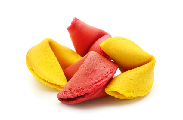 Colorful fortune cookies on white background - Photo, Image