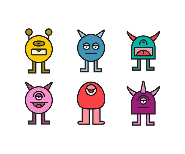personaggi dei mostri dei cartoni animati set illustrazione - Vettoriali, immagini
