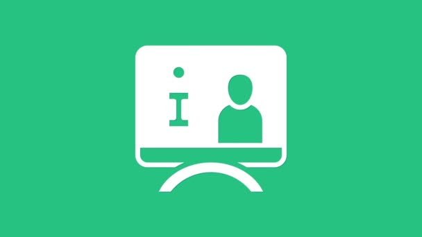 Icona del rapporto della televisione bianca isolata su sfondo verde. TG. Animazione grafica 4K Video motion. - Filmati, video