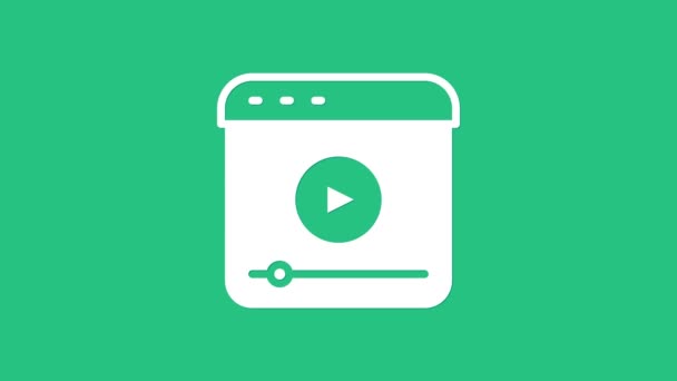 Icona di riproduzione di videogame online live streaming bianco isolato su sfondo verde. Animazione grafica 4K Video motion. - Filmati, video