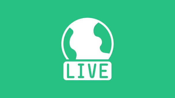 White Live rapport pictogram geïsoleerd op groene achtergrond. Live nieuws, goed nieuws. 4K Video motion grafische animatie. - Video