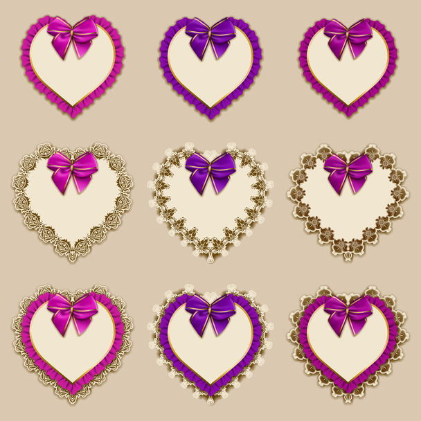 Set of frames in the shape of heart - Вектор, зображення