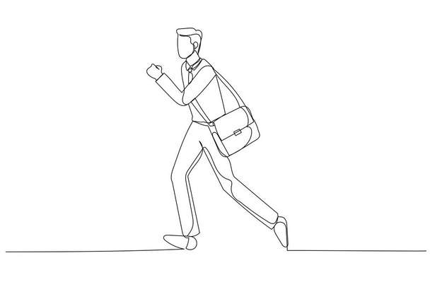 Ilustração do empresário olhando para a frente enquanto corre ao longo da rua. Estilo de arte de linha única - Vetor, Imagem