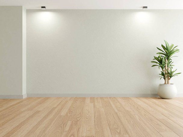 3d rendering of empty room with wooden floor and concrete wall. - Fotografie, Obrázek