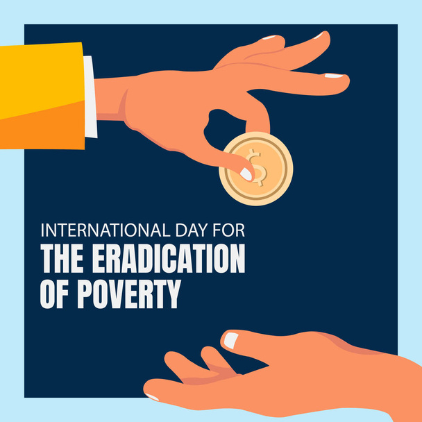 Illustration Vektorgrafik einer Hand gibt eine Münze an die Hand darunter, perfekt für den internationalen Tag, die Beseitigung der Armut, feiern, Grußkarte, etc.. - Vektor, Bild