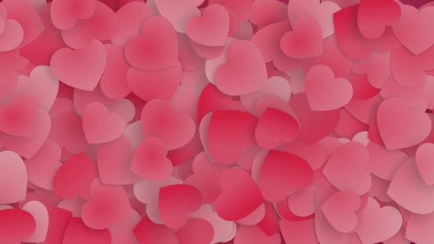 Red love hearts pastel background I love you. Happy Valentines card. Red hearts slowly moving rotating. Beautiful Valentine's day card background. Happy loving affectionate romantic love. Move forward. - Footage, Video