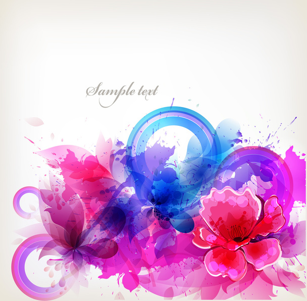Watercolor background with colorful flower - Vettoriali, immagini