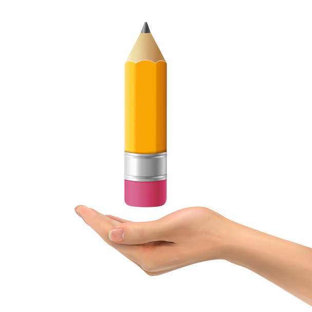 3d hand holding a lovely pencil  - Vettoriali, immagini