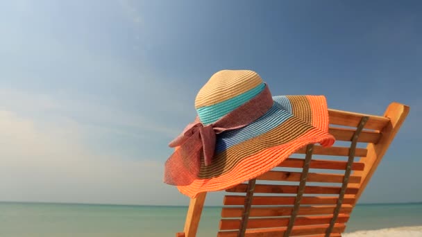Sunlounger with hat - Footage, Video