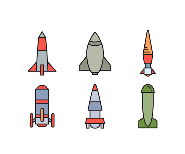κατευθυνόμενα εικονίδια πυραύλων και πυραύλων - Διάνυσμα, εικόνα