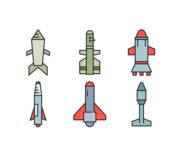 řízené rakety a raketové ikony nastaveny - Vektor, obrázek