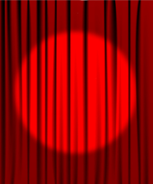 Curtain from the theatre with a spotlight - Vector, Image