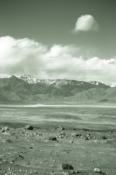 The valley at the foot of the mountains on Pamir. Spring. Tajiki - Valokuva, kuva