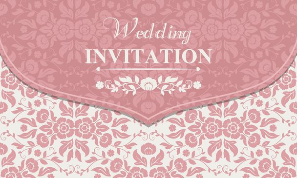 Baroque invitation, pink and beige - Vector, Image