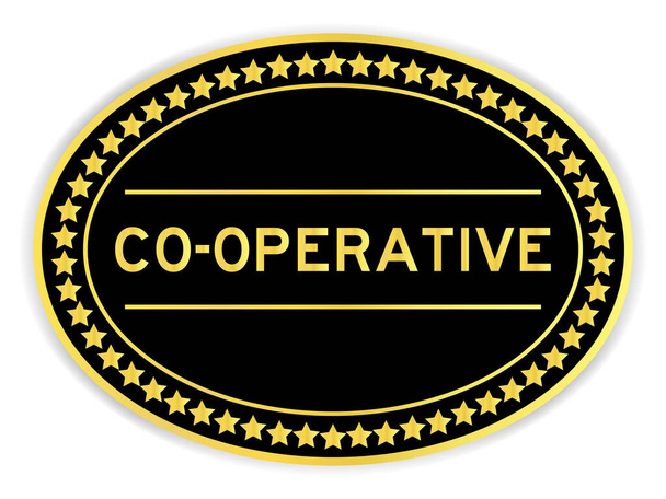 Black and gold color round label sticker with word co-operative on white background - Vector, Image